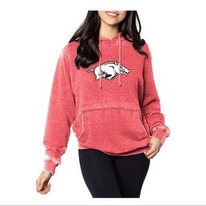 Chicka-d Women's Standard Burnout Everybody Hoodie, Cardinal, Large Arkansas